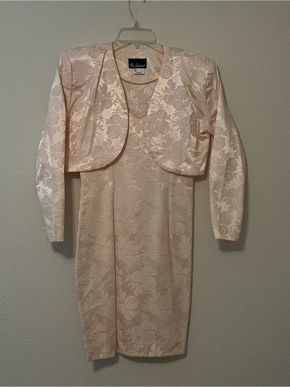 Be Smart Blush Pink Floral Jacquard Dress with Matching Bolero